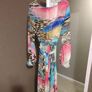 Mutli Print Floor Length Dress